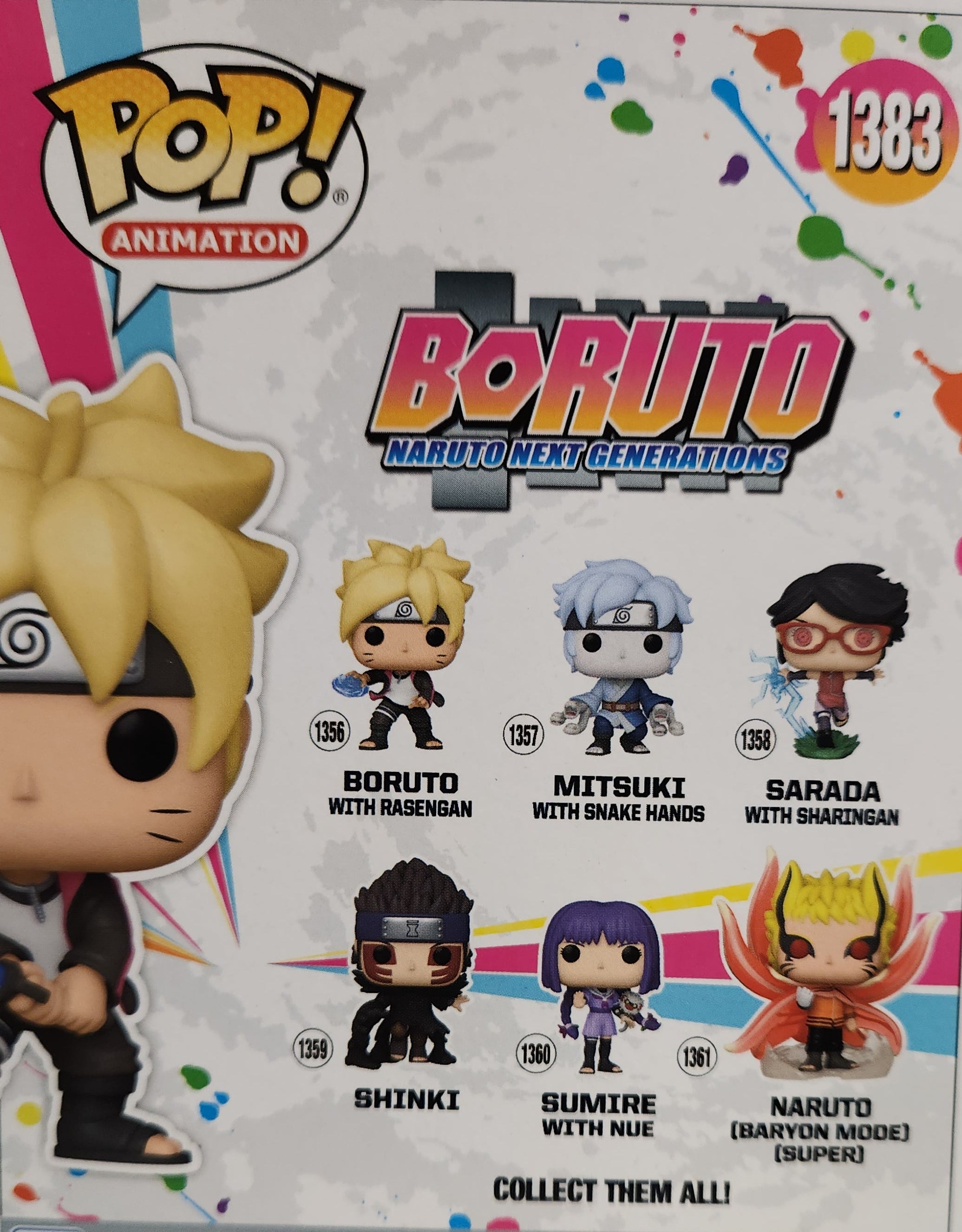 Funko Pop! vinyl figure packaging with character illustrations on a colorful background